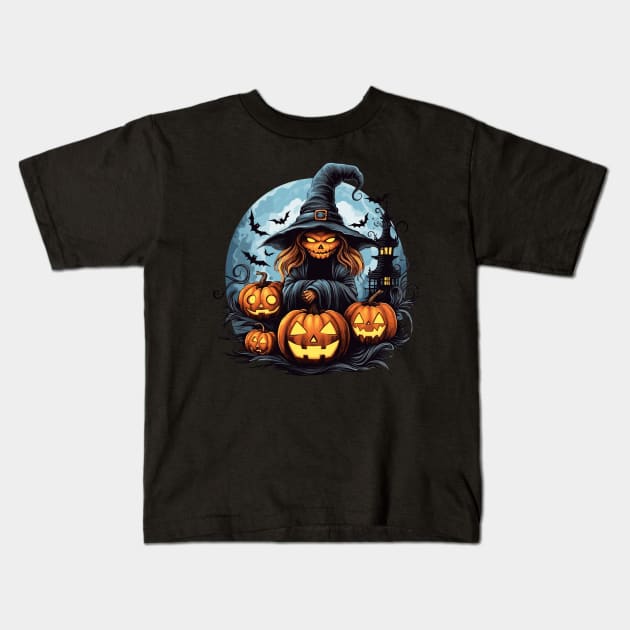 Scary and fun pumpkin head Kids T-Shirt by Urbana Fly